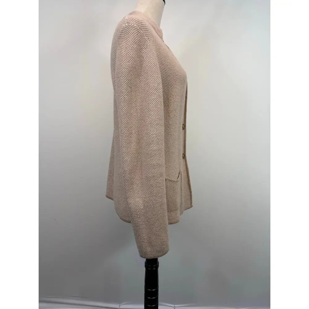 United Colors of‎ Benetton Cashmere Blend Cardigan Tan Cream Textured Sz S